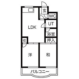 メゾンリベルテ 2LDKの間取図画像