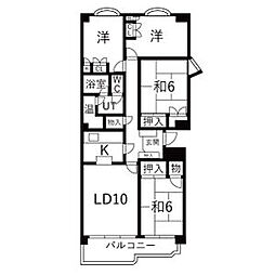 矢田川パークハウスD棟デージー 4LDKの間取図画像