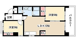 サンハイツ西尾 2LDKの間取図画像