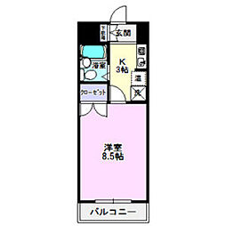 ラフィーネ新宿 1Kの間取図画像