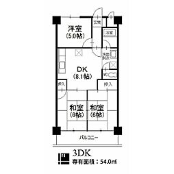 ジュネス21 3DKの間取図画像