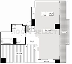 J-スクエア高岳 1LDKの間取図画像