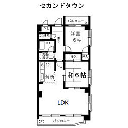 セカンドタウン 2LDKの間取図画像