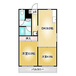 関谷ハイツ 2DKの間取図画像