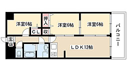 リバーパーク植田東 3Kの間取図画像