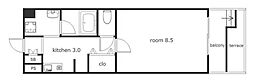 ジュエルズコート 1Kの間取図画像