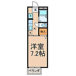 サンライズ唐山 1Kの間取図画像