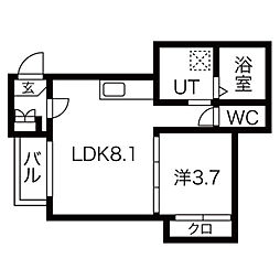 ハーモニーテラス乗越町 1LDKの間取図画像