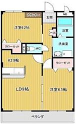 アムールディアコート2 2LDKの間取図画像