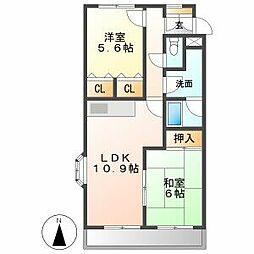 クレセントマンション 2LDKの間取図画像