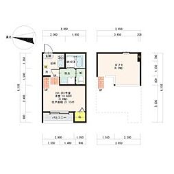ハーモニーテラス金屋2 1Kの間取図画像