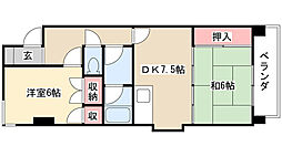 サンエステート浅井 2DKの間取図画像