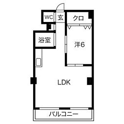 コーポタナベ 1LDKの間取図画像