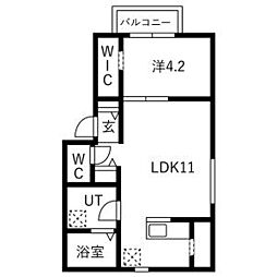 スクエア港北 1LDKの間取図画像