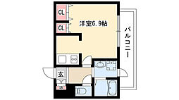 プレサンス金山グリーンパークス 1Kの間取図画像