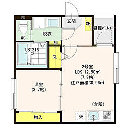 ハーモニーテラス松葉町4 1LDKの間取図画像