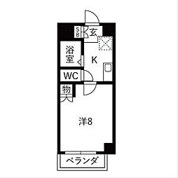 クラウンヒルズ 1Kの間取図画像