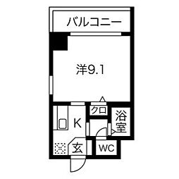 アビタシオン鶴舞 1Kの間取図画像