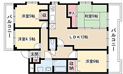 スカイヒルズ植田 4LDKの間取図画像