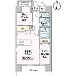 SKYGRACE名古屋駅 2LDKの間取図画像