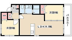 シャインスマイリー 2LDKの間取図画像