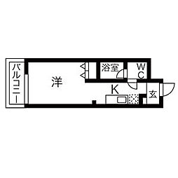 グランデ六番町 1Kの間取図画像