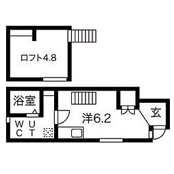 ル・ココン稲葉地本通 1SKの間取図画像