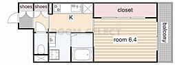 グランドゥール千種 1Kの間取図画像