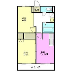 啓周ビル 2DKの間取図画像