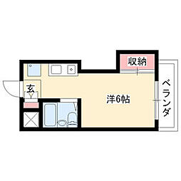 ロイヤルハイツ2 1Kの間取図画像