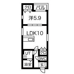 TRY1鳥羽見 1LDKの間取図画像
