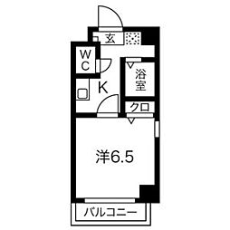 万宝マンション 1Kの間取図画像