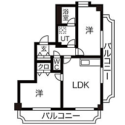 サンコート城南 2LDKの間取図画像