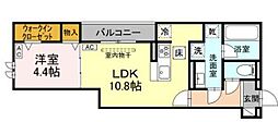 ルヴィータ高道 1LDKの間取図画像