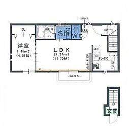 ラメール 1DKの間取図画像