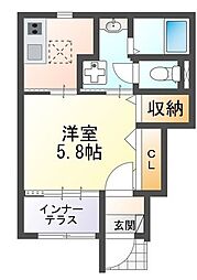リベリュール 1Kの間取図画像