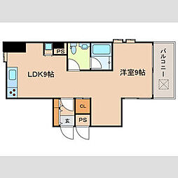 TKマンション 1LDKの間取図画像