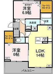 ノア 2LDKの間取図画像