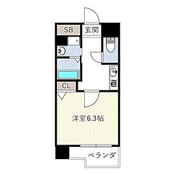 フローライト上前津 1Kの間取図画像