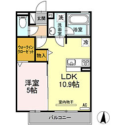 ハーベスト横井 1LDKの間取図画像