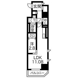 プリフェラブル栄 1LDKの間取図画像