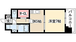 プレサンスジェネ栄 1Kの間取図画像
