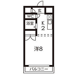 オークヒルズ円庄2 1Kの間取図画像