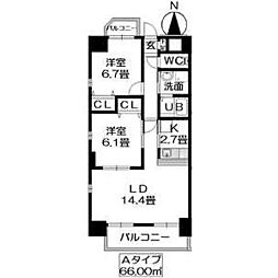 グランリーオ 2LDKの間取図画像