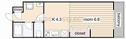 SOCIA内山 1Kの間取図画像