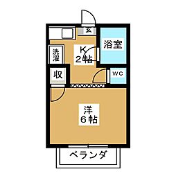 覚王山ビレッジ 1階1Kの間取り