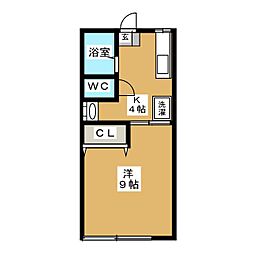 鶴見ハイム 1階1Kの間取り