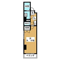 池下ヤママンビル 4階1Kの間取り