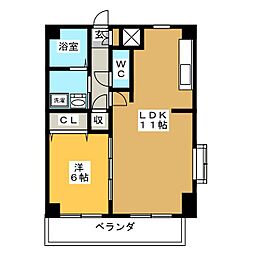 パルテール覚王山 1階1LDKの間取り