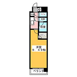 レジデンシア今池 4階1Kの間取り